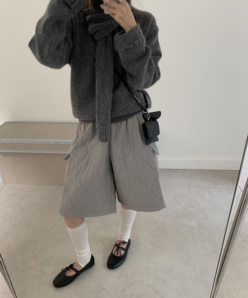 LYEON（リヨン）の「キルティングカーゴハーフパンツ（カーゴパンツ・レディース・グレー/ベージュ/ブラック・FREE）」の9枚目の写真