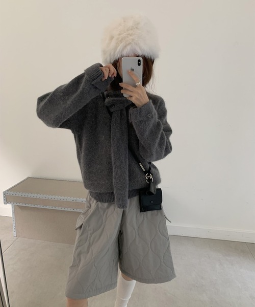 LYEON（リヨン）の「キルティングカーゴハーフパンツ（カーゴパンツ・レディース・グレー/ベージュ/ブラック・FREE）」の11枚目の写真