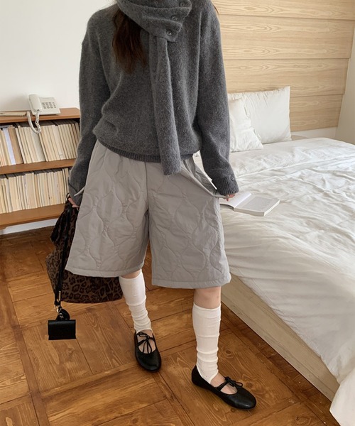 LYEON（リヨン）の「キルティングカーゴハーフパンツ（カーゴパンツ・レディース・グレー/ベージュ/ブラック・FREE）」の12枚目の写真