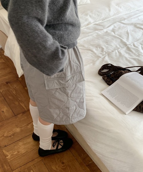 LYEON（リヨン）の「キルティングカーゴハーフパンツ（カーゴパンツ・レディース・グレー/ベージュ/ブラック・FREE）」の13枚目の写真