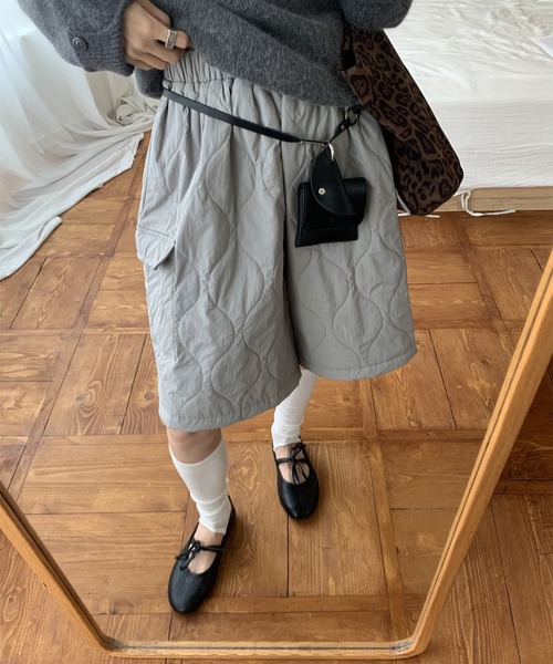 LYEON（リヨン）の「キルティングカーゴハーフパンツ（カーゴパンツ・レディース・グレー/ベージュ/ブラック・FREE）」の17枚目の写真