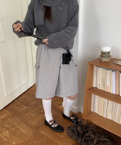LYEON（リヨン）の「キルティングカーゴハーフパンツ（カーゴパンツ・レディース・グレー/ベージュ/ブラック・FREE）」の18枚目の写真