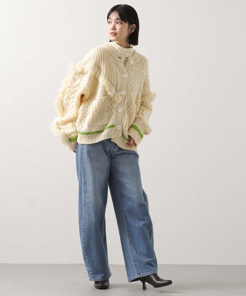 AULA AILA（アウラアイラ）の「ＡＵＬＡコンビ編みカーディガン（ニット/セーター・レディース・アイボリー・FREE）」の7枚目の写真