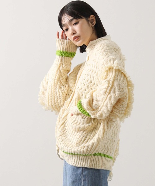 AULA AILA（アウラアイラ）の「ＡＵＬＡコンビ編みカーディガン（ニット/セーター・レディース・アイボリー・FREE）」の9枚目の写真