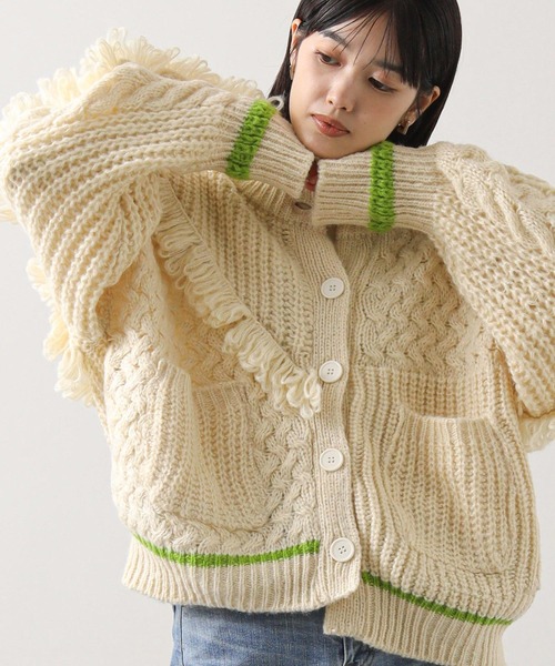 AULA AILA（アウラアイラ）の「ＡＵＬＡコンビ編みカーディガン（ニット/セーター・レディース・アイボリー・FREE）」の13枚目の写真