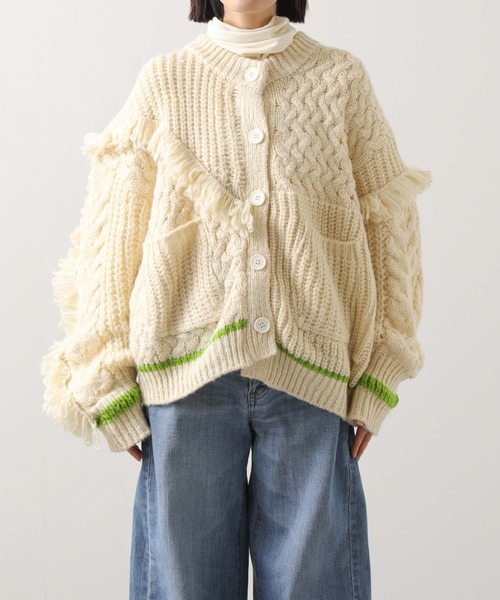 AULA AILA（アウラアイラ）の「ＡＵＬＡコンビ編みカーディガン（ニット/セーター・レディース・アイボリー・FREE）」の16枚目の写真