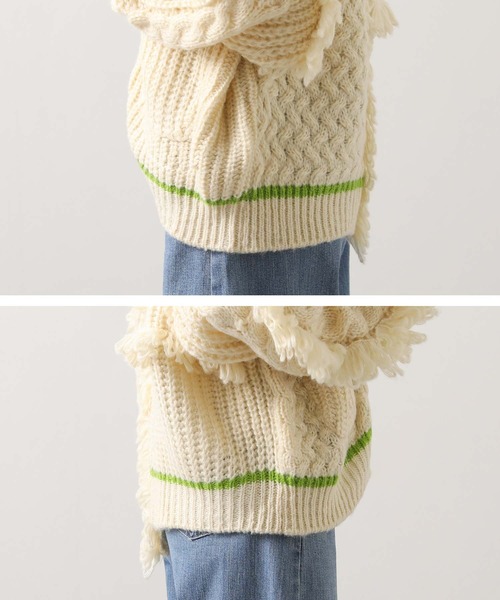 AULA AILA（アウラアイラ）の「ＡＵＬＡコンビ編みカーディガン（ニット/セーター・レディース・アイボリー・FREE）」の19枚目の写真