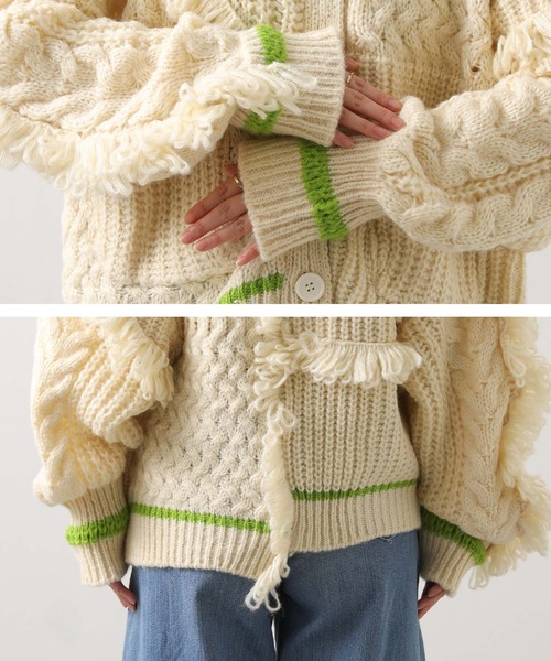 AULA AILA（アウラアイラ）の「ＡＵＬＡコンビ編みカーディガン（ニット/セーター・レディース・アイボリー・FREE）」の20枚目の写真