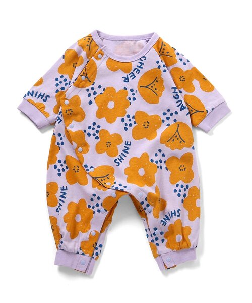 Ampersand（アンパサンド）の「【リンク】バラエティ天竺カバーオール（ロンパース・キッズ・ベージュ/イエロー/ラベンダー/キナリ/サックスブルー・80/70/60）」の4枚目の写真