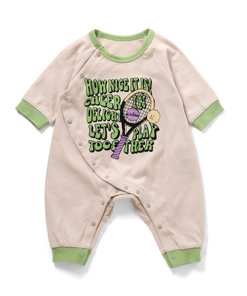 Ampersand（アンパサンド）の「【リンク】バラエティ天竺カバーオール（ロンパース・キッズ・ベージュ/イエロー/ラベンダー/キナリ/サックスブルー・80/70/60）」の2枚目の写真