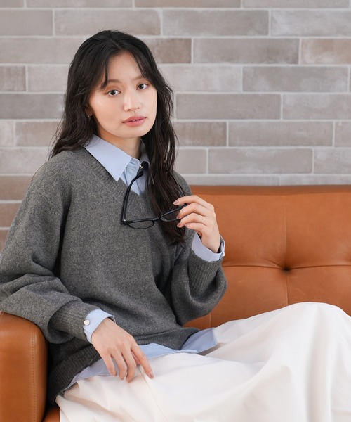 TRUDEA（トルディア）の「ミルドライクVネックニット（ニット/セーター