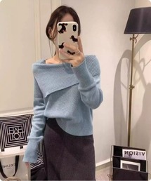 オフショルダー ニット プルオーバー