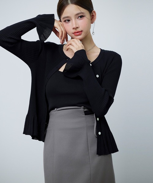 SAISON DE PAPILLON（セゾンドパピヨン）の「【新作登場！】レディース ニット カーディガン クルーネック 2way フレア 貝ボタン きれいめ オフィスカジュアル（カーディガン/ボレロ・レディース・ホワイト/ベージュ/ブラック・M/L）」の5枚目の写真