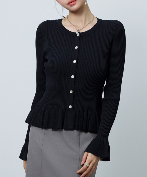 SAISON DE PAPILLON（セゾンドパピヨン）の「【新作登場！】レディース ニット カーディガン クルーネック 2way フレア 貝ボタン きれいめ オフィスカジュアル（カーディガン/ボレロ・レディース・ホワイト/ベージュ/ブラック・M/L）」の12枚目の写真