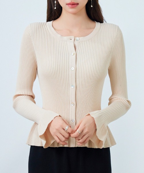 SAISON DE PAPILLON（セゾンドパピヨン）の「【新作登場！】レディース ニット カーディガン クルーネック 2way フレア 貝ボタン きれいめ オフィスカジュアル（カーディガン/ボレロ・レディース・ホワイト/ベージュ/ブラック・M/L）」の16枚目の写真
