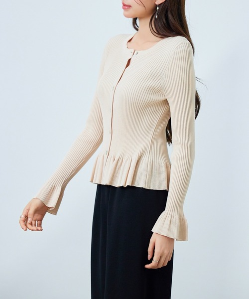SAISON DE PAPILLON（セゾンドパピヨン）の「【新作登場！】レディース ニット カーディガン クルーネック 2way フレア 貝ボタン きれいめ オフィスカジュアル（カーディガン/ボレロ・レディース・ホワイト/ベージュ/ブラック・M/L）」の20枚目の写真