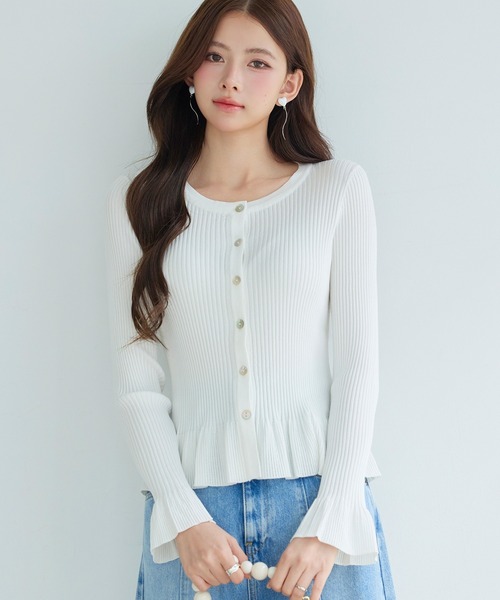 SAISON DE PAPILLON（セゾンドパピヨン）の「【新作登場！】レディース ニット カーディガン クルーネック 2way フレア 貝ボタン きれいめ オフィスカジュアル（カーディガン/ボレロ・レディース・ホワイト/ベージュ/ブラック・M/L）」の21枚目の写真