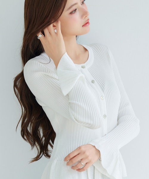 SAISON DE PAPILLON（セゾンドパピヨン）の「【新作登場！】レディース ニット カーディガン クルーネック 2way フレア 貝ボタン きれいめ オフィスカジュアル（カーディガン/ボレロ・レディース・ホワイト/ベージュ/ブラック・M/L）」の22枚目の写真