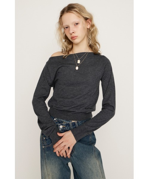SLY(スライ)の「OFF SHOULDER 2WAY HG TOPS オフショルダー 2ウェイ ハイゲージ トップス 春服(ニット/セーター・レディース・キャメル/ライトグリーン/ダークグレー/ネイビー・FREE)」の11枚目の写真
