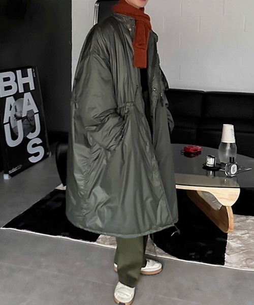 NOWLE(ノウル)の「【NOWLE】ウエストマーク 中綿 スタンドカラー ロングコート(ダウンジャケット/コート・メンズ・ブラック/ダークカーキ・FREE)」の6枚目の写真