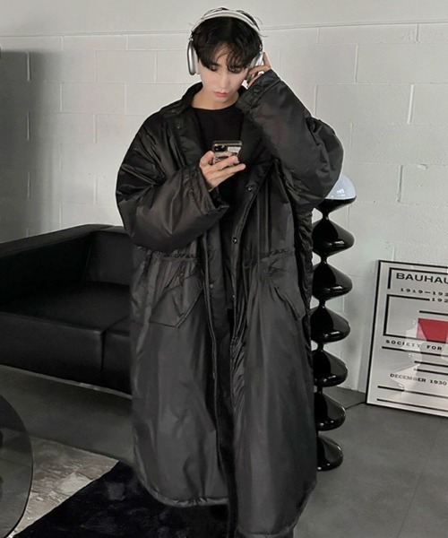 NOWLE(ノウル)の「【NOWLE】ウエストマーク 中綿 スタンドカラー ロングコート(ダウンジャケット/コート・メンズ・ブラック/ダークカーキ・FREE)」の7枚目の写真