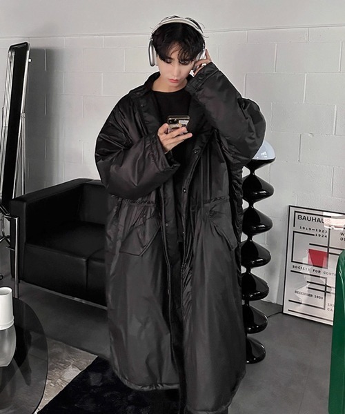 NOWLE(ノウル)の「【NOWLE】ウエストマーク 中綿 スタンドカラー ロングコート(ダウンジャケット/コート・メンズ・ブラック/ダークカーキ・FREE)」の8枚目の写真