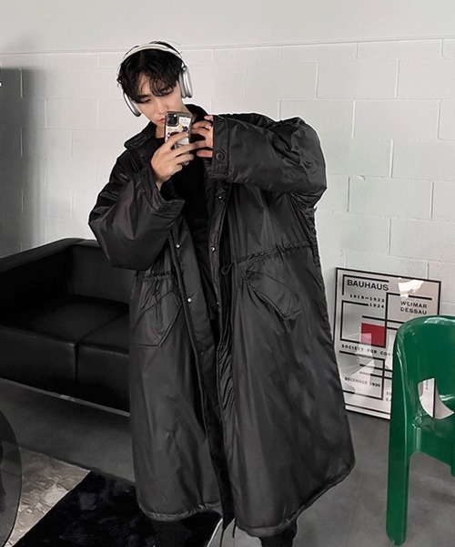 NOWLE(ノウル)の「【NOWLE】ウエストマーク 中綿 スタンドカラー ロングコート(ダウンジャケット/コート・メンズ・ブラック/ダークカーキ・FREE)」の9枚目の写真