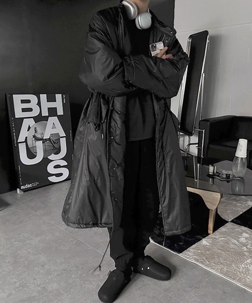 NOWLE(ノウル)の「【NOWLE】ウエストマーク 中綿 スタンドカラー ロングコート(ダウンジャケット/コート・メンズ・ブラック/ダークカーキ・FREE)」の10枚目の写真