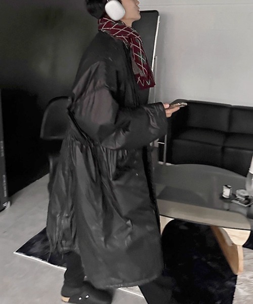 NOWLE(ノウル)の「【NOWLE】ウエストマーク 中綿 スタンドカラー ロングコート(ダウンジャケット/コート・メンズ・ブラック/ダークカーキ・FREE)」の12枚目の写真