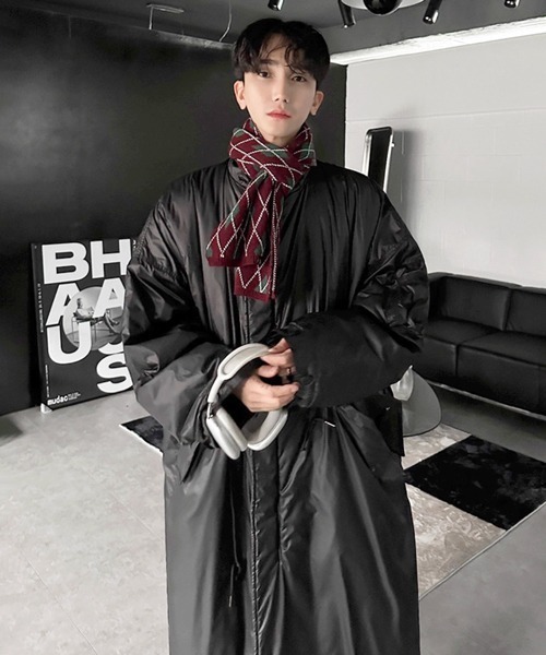 NOWLE(ノウル)の「【NOWLE】ウエストマーク 中綿 スタンドカラー ロングコート(ダウンジャケット/コート・メンズ・ブラック/ダークカーキ・FREE)」の14枚目の写真