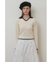 BELLOL（ベロエル）の「ライン配色カラー ニットクリーム（ニット/セーター）」