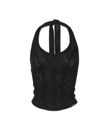 ホルターネックニットスリーブレス_ブラック