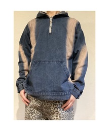 【Blss】【Blrng Leads】ケミカル加工 デニムプルパーカー