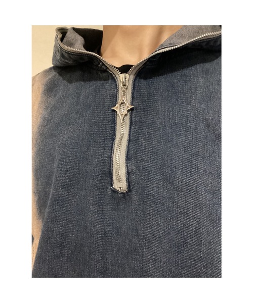 Bling Leads(ブリングリーズ)の「【Blss】【Blrng Leads】ケミカル加工 デニムプルパーカー(シャツ/ブラウス・メンズ・ブラック/ネイビー・FREE)」の5枚目の写真