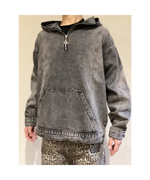 Bling Leads(ブリングリーズ)の「【Blss】【Blrng Leads】ケミカル加工 デニムプルパーカー(シャツ/ブラウス・メンズ・ブラック/ネイビー・FREE)」の10枚目の写真