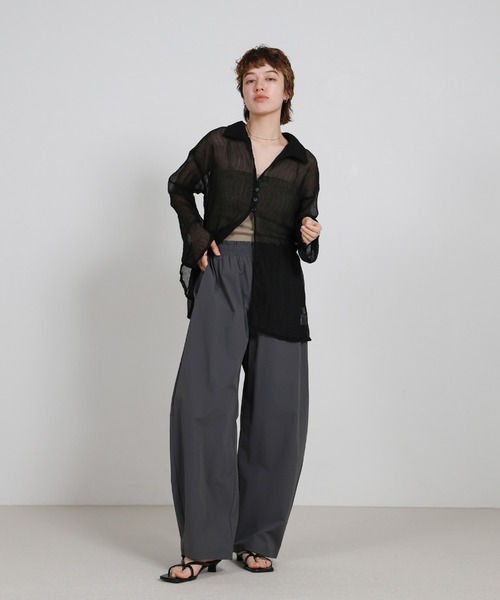 select MOCA（セレクトモカ）の「コクーンイージーナイロンパンツ（その他パンツ・レディース・ブラック/チャコールグレー・FREE）」の3枚目の写真