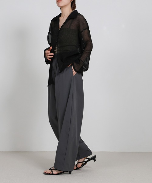 select MOCA（セレクトモカ）の「コクーンイージーナイロンパンツ（その他パンツ・レディース・ブラック/チャコールグレー・FREE）」の9枚目の写真