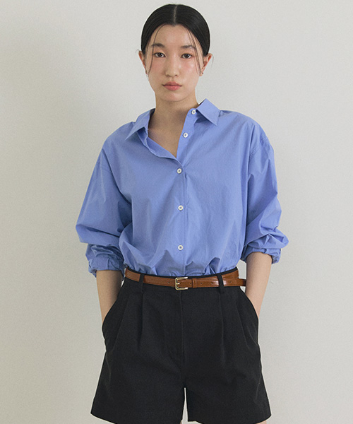 LINGSEOUL(リングソウル)の「bio poplin shirt-blue(シャツ/ブラウス・レディース・その他・S/M)」の1枚目の写真