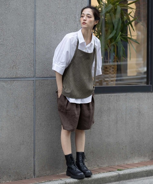 Munich（ミューニック）の「【吸水・速乾性】ポリエステルレーヨンカラミ織りジレ（ベスト・レディース・ベージュ/ブラック/ブラウン・FREE）」の6枚目の写真