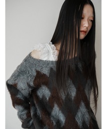 asymmetry argyle knit