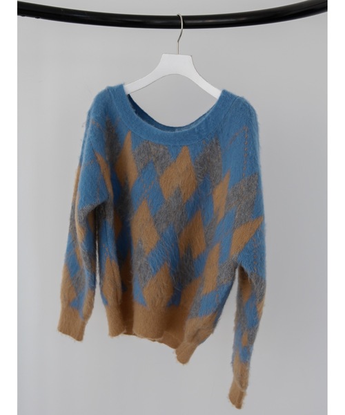 Katrin TOKYO(カトリーントーキョー)の「asymmetry argyle knit(ニット/セーター・レディース・チャコールグレー/ブルー・FREE/XS)」の17枚目の写真