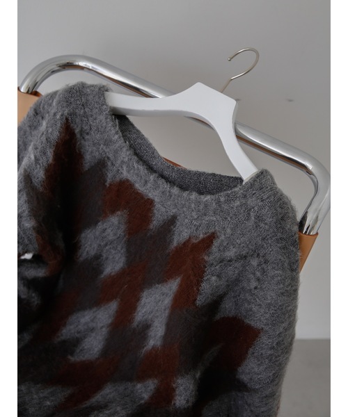 Katrin TOKYO(カトリーントーキョー)の「asymmetry argyle knit(ニット/セーター・レディース・チャコールグレー/ブルー・FREE/XS)」の6枚目の写真