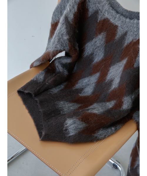 Katrin TOKYO(カトリーントーキョー)の「asymmetry argyle knit(ニット/セーター・レディース・チャコールグレー/ブルー・FREE/XS)」の7枚目の写真
