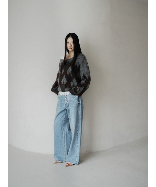Katrin TOKYO(カトリーントーキョー)の「asymmetry argyle knit(ニット/セーター・レディース・チャコールグレー/ブルー・FREE/XS)」の8枚目の写真