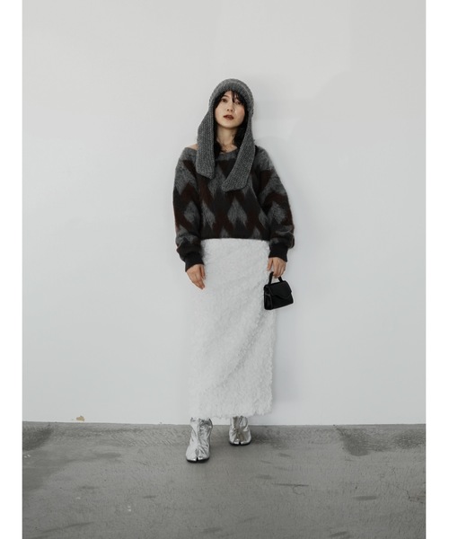 Katrin TOKYO(カトリーントーキョー)の「asymmetry argyle knit(ニット/セーター・レディース・チャコールグレー/ブルー・FREE/XS)」の19枚目の写真