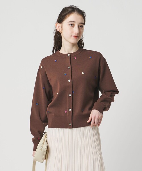 UNITED ARROWS(ユナイテッドアローズ)の「フラワー エンブロイダリー カーディガン(カーディガン/ボレロ・レディース・ネイビー/ライム/ダークグレー/ダークブラウン・FREE)」の13枚目の写真