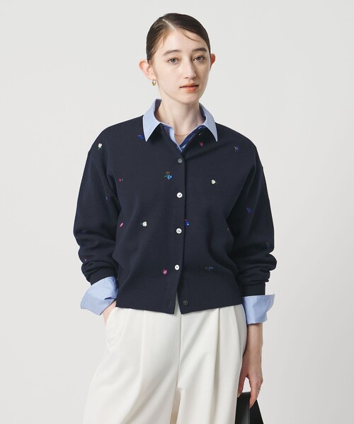 UNITED ARROWS(ユナイテッドアローズ)の「フラワー エンブロイダリー カーディガン(カーディガン/ボレロ・レディース・ネイビー/ライム/ダークグレー/ダークブラウン・FREE)」の7枚目の写真
