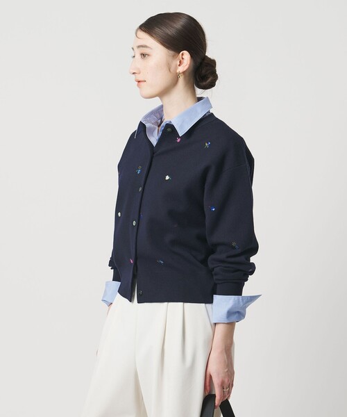 UNITED ARROWS(ユナイテッドアローズ)の「フラワー エンブロイダリー カーディガン(カーディガン/ボレロ・レディース・ネイビー/ライム/ダークグレー/ダークブラウン・FREE)」の8枚目の写真