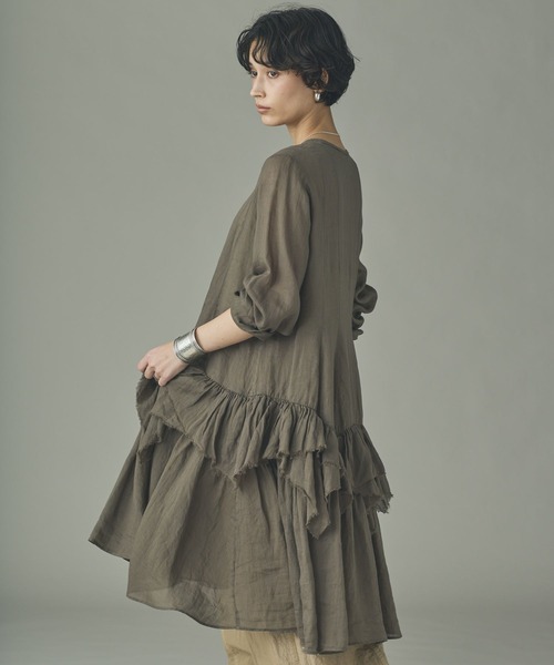 Curensology（カレンソロジー）の「Curensology(カレンソロジー)/ラミーランダムフリルブラウス（シャツ/ブラウス・レディース・ピンク/ブラウン/ホワイト・36/38）」の19枚目の写真