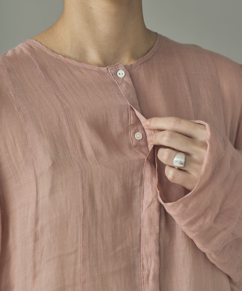 Curensology（カレンソロジー）の「Curensology(カレンソロジー)/ラミーランダムフリルブラウス（シャツ/ブラウス・レディース・ピンク/ブラウン/ホワイト・36/38）」の13枚目の写真